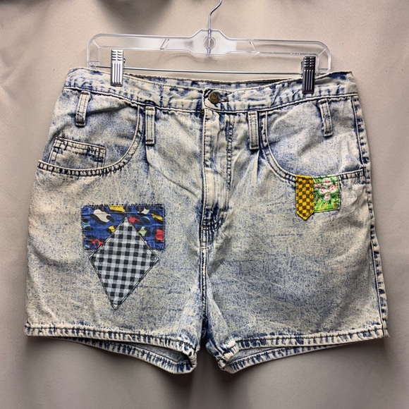 Zena Rare Vintage Junior’s Denim Patchwork Jean Shorts  Size 11 - Picture 1 of 10